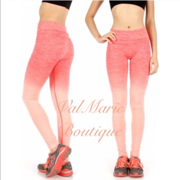 Zenana Ombré Coral Yoga Compression Leggings Size XL - Picture 3 of 7